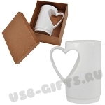Набор: кружка 300мл «Сердечко» в подарочной упаковке под логотип оптом со склада